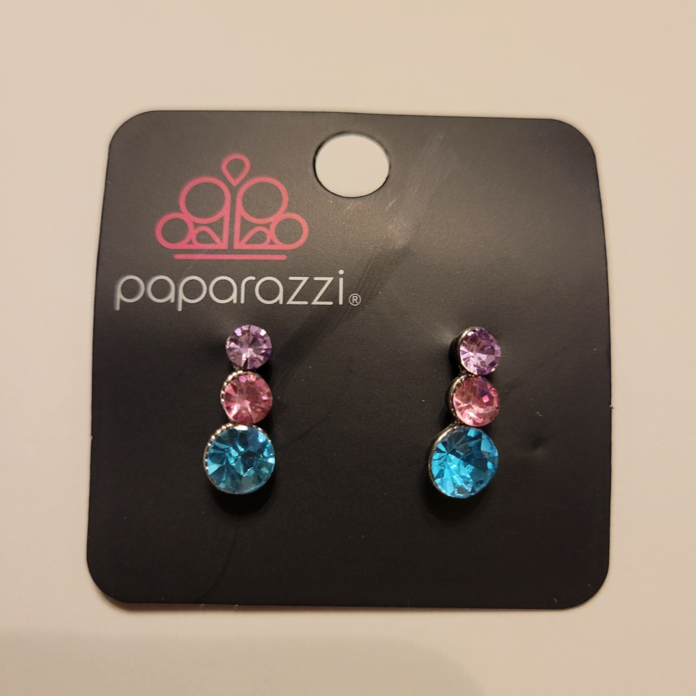 Paparazzi Purple, Pink and Blue Gemstone Earrings